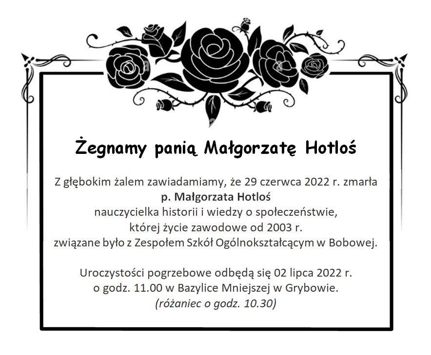 Żegnamy panią Małgorzatę Hotloś